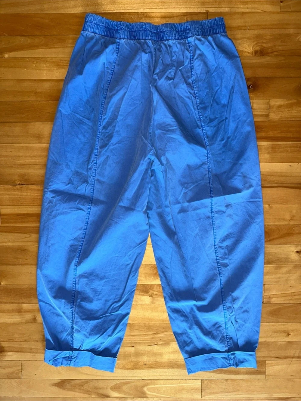 Free People Womens s Cobalt Blue Cotton Barrel Pants Pull On Tapered Leg Boho